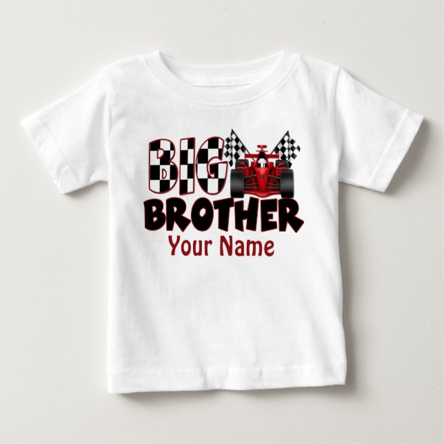 T-shirt Pour Bébé Big Brother Race Car personnalisée T Shirt (Devant)