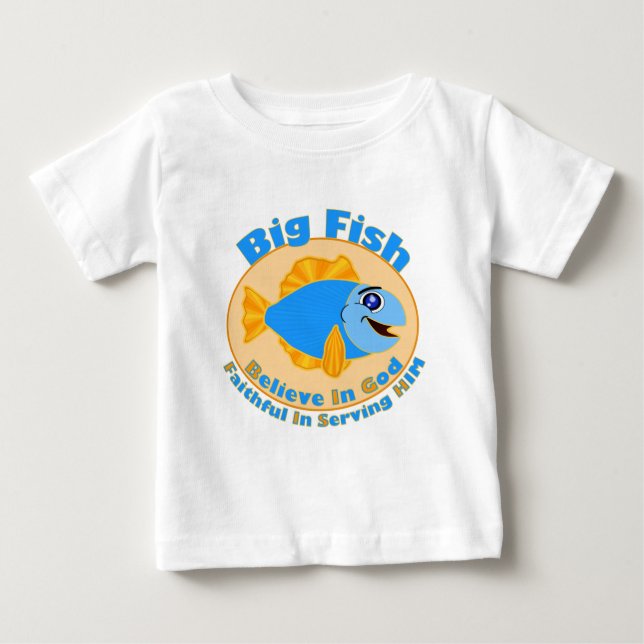 T-shirt Pour Bébé Big Fish Croyez en Dieu (Devant)