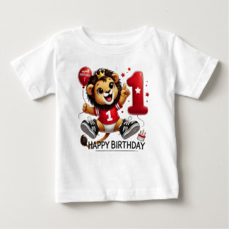 T-shirt Pour Bébé Big One Celebration : Lion avec un ballon