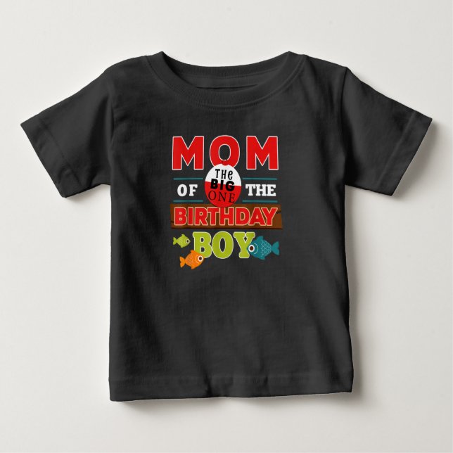 T-shirt Pour Bébé Big One Fishing thème Maman de l'anniversaire (Devant)