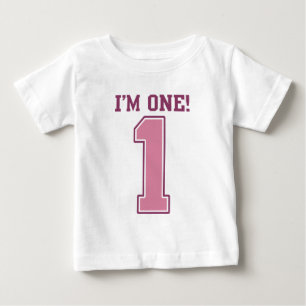 T-shirt Pour Bébé Big Pink Numéro Un, premier anniversaire de la fil