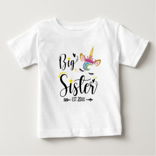T-shirt Pour Bébé Big Sister EST.2022, licorne