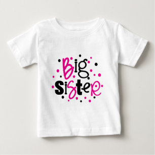 T-shirt Pour Bébé BIG SISTER rose noir polkadot