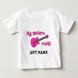 T-shirt Pour Bébé Big Sisters Rock ! avec guitare rose