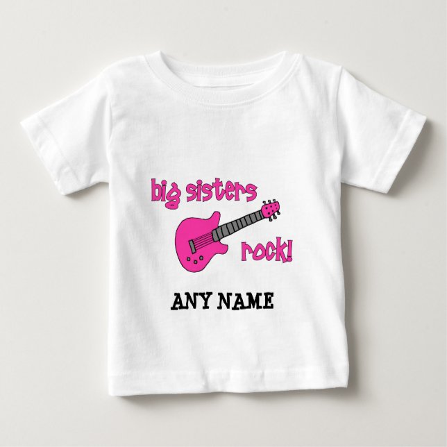 T-shirt Pour Bébé Big Sisters Rock ! avec guitare rose (Devant)