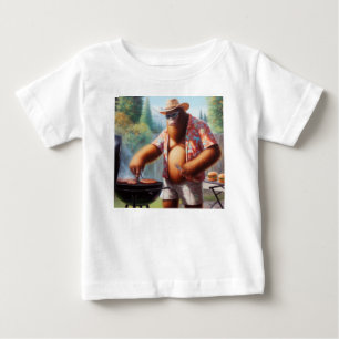 T-shirt Pour Bébé Bigfoot Grilling Burgers
