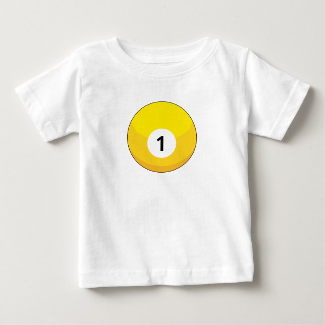 T-shirt Pour Bébé Billard jaune numéro un (Devant)