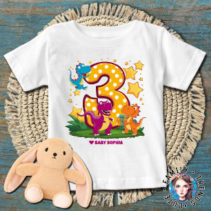 T-shirt Pour Bébé Birthday Boy 3 Dinosaur