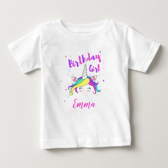 T-shirt Pour Bébé Birthday girl with customizable name (Devant)