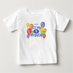 T-shirt Pour Bébé biscuits bleus gelés avec ballons c'est mon annive