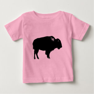 T-shirt Pour Bébé Bison noir et blanc Silhouette Pop Art
