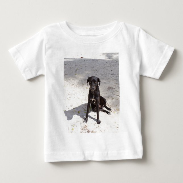 T-shirt Pour Bébé Black dog avec evil eye (Devant)