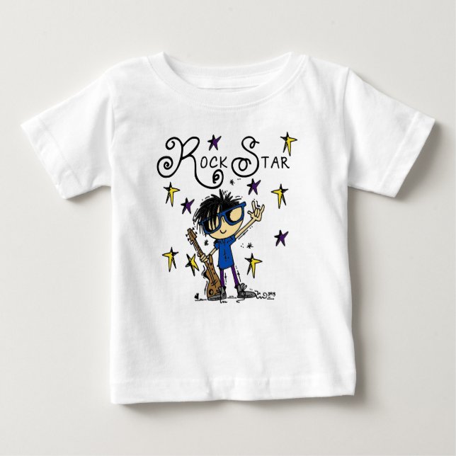 T-shirt Pour Bébé Black Hair Boy Rock Star (Devant)