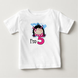 T-shirt Pour Bébé Black Haired Girl I'm Five