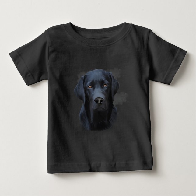 T-shirt Pour Bébé Black Labrador Dog Water Couleur Art Peinture (Devant)