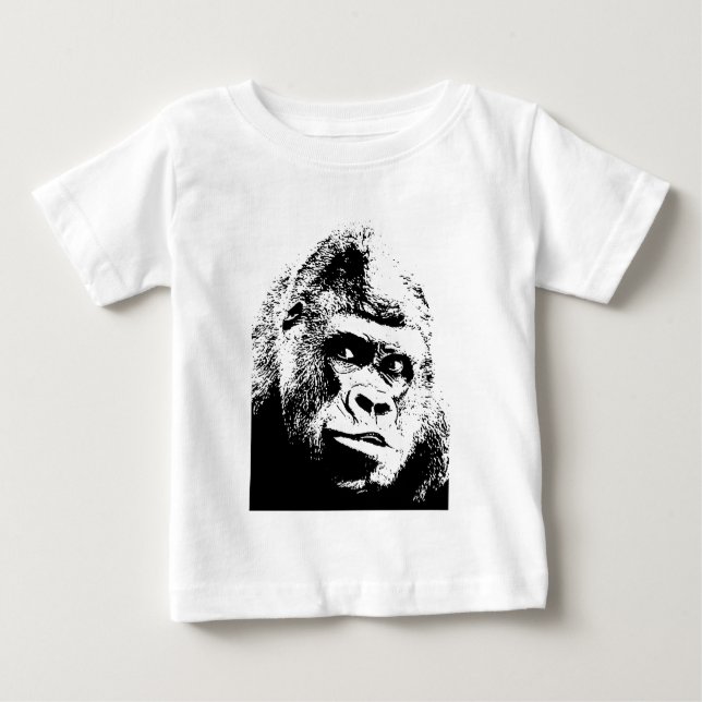 T-shirt Pour Bébé Black White Pop Art Gorilla (Devant)