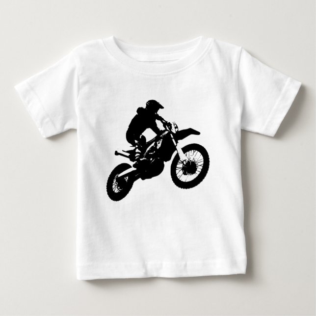 T-shirt Pour Bébé Black White Pop Art Motocross Motorcyle Sport (Devant)