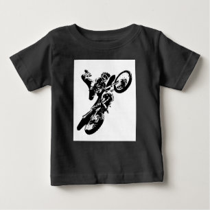 T-shirt Pour Bébé Black White Pop Art Motocross Motorcyle Sport