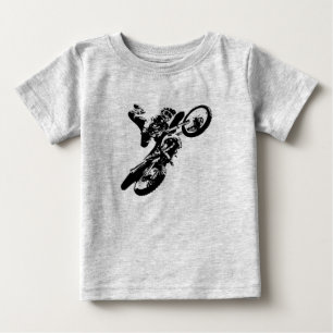 T-shirt Pour Bébé Black White Pop Art Motocross Motorcyle Sport