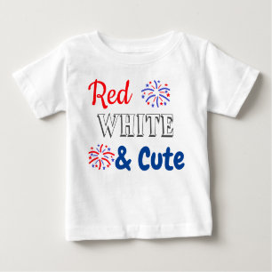 T-shirt Pour Bébé Blanc rouge et 4 juillet mignet