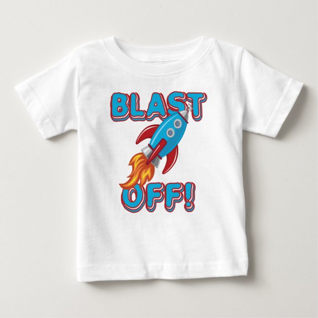 T-shirt Pour Bébé Blast Off Rocket Ship (Devant)