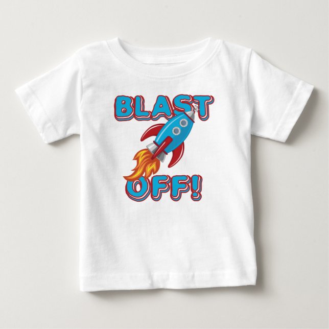 T-shirt Pour Bébé Blast Off Rocket Ship (Devant)