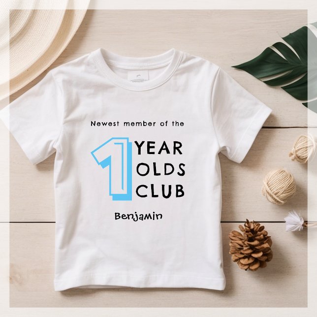 T-shirt Pour Bébé Bleu | 1er anniversaire | Personnalisé (Créateur téléchargé)