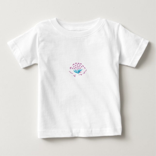 T-shirt Pour Bébé Bleu barbeau clair, Magenta ciel, Féminin (Devant)