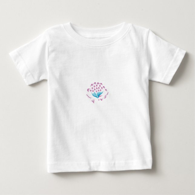 T-shirt Pour Bébé Bleu barbeau clair, rose magenta ciel, Féminin (Devant)