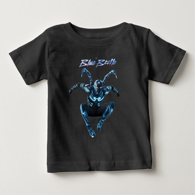 T-shirt Pour Bébé Bleu Beetle Leaping Caractère Art (Devant)