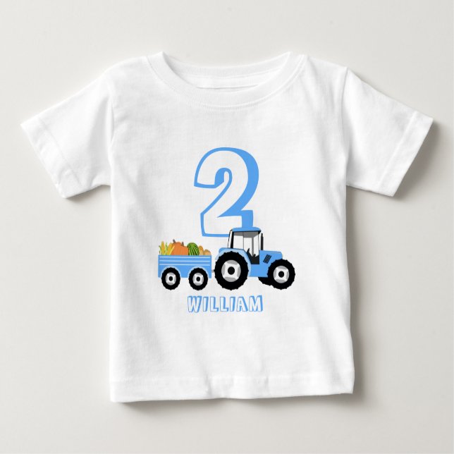 T-shirt Pour Bébé Bleu Camion Agritourisme produit Anniversaire garç (Devant)