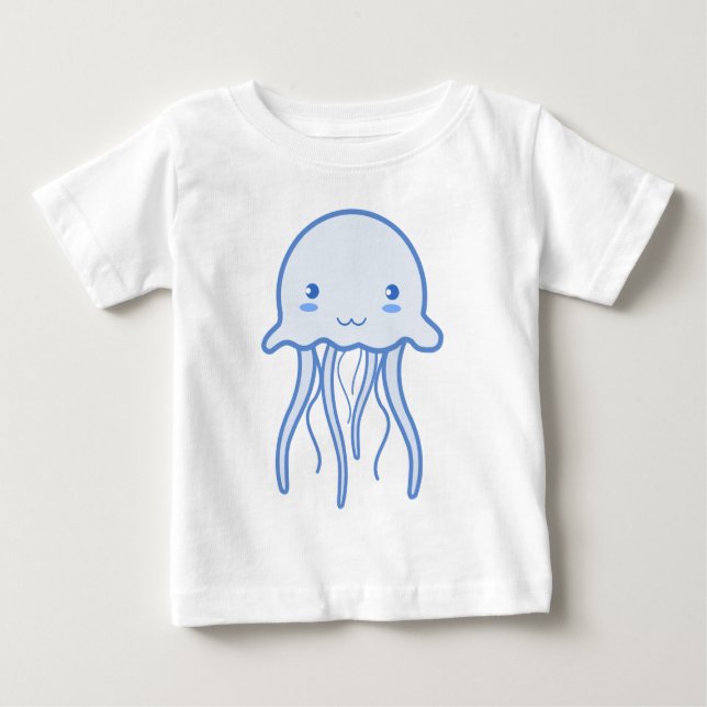 T-shirt Pour Bébé Bleu Cute méduse (Devant)