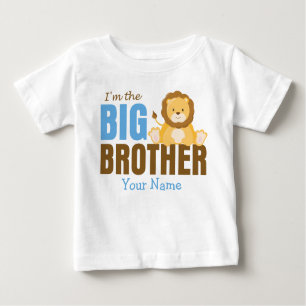 T-shirt Pour Bébé Bleu de lion de frère personnalisé