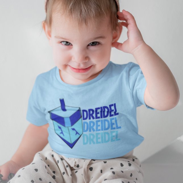 T-shirt Pour Bébé Bleu Dreidel Hanoukka Toddler (Créateur téléchargé)