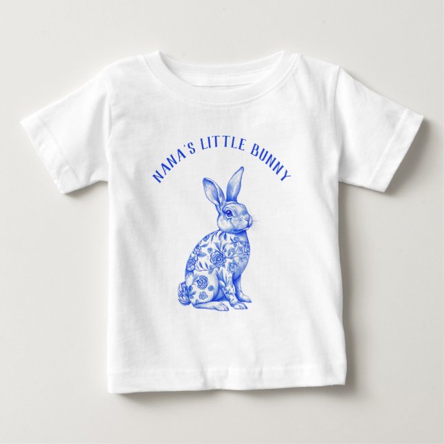 T-shirt Pour Bébé Bleu et blanc Chinoiserie bébé bébé (Devant)