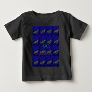T-shirt Pour Bébé Bleu français "Let's Go Zebra" Abstrait