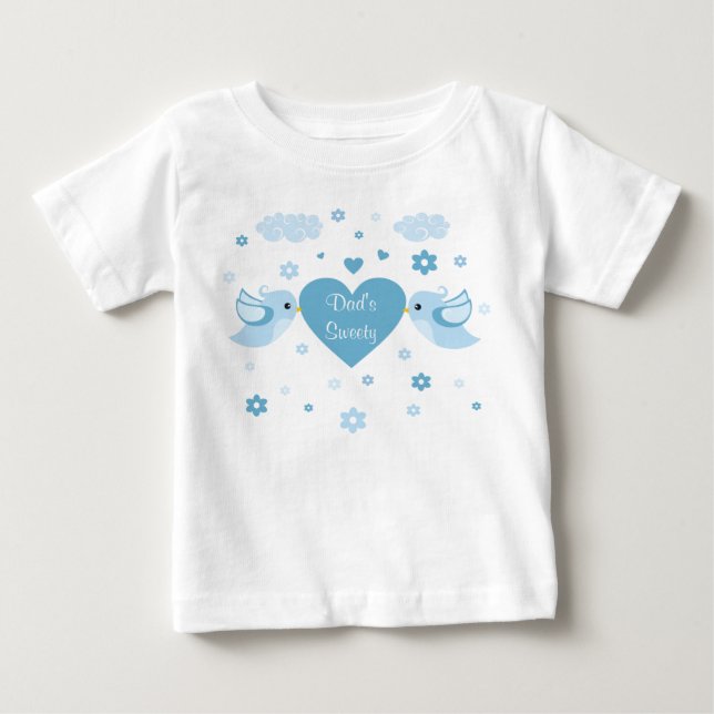 T-shirt Pour Bébé Bleu Inséparables Coeur bébé (Devant)