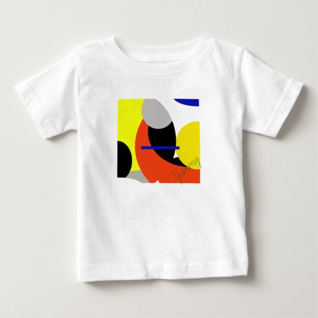T-shirt Pour Bébé Bleu jaune Art Abstrait (Devant)
