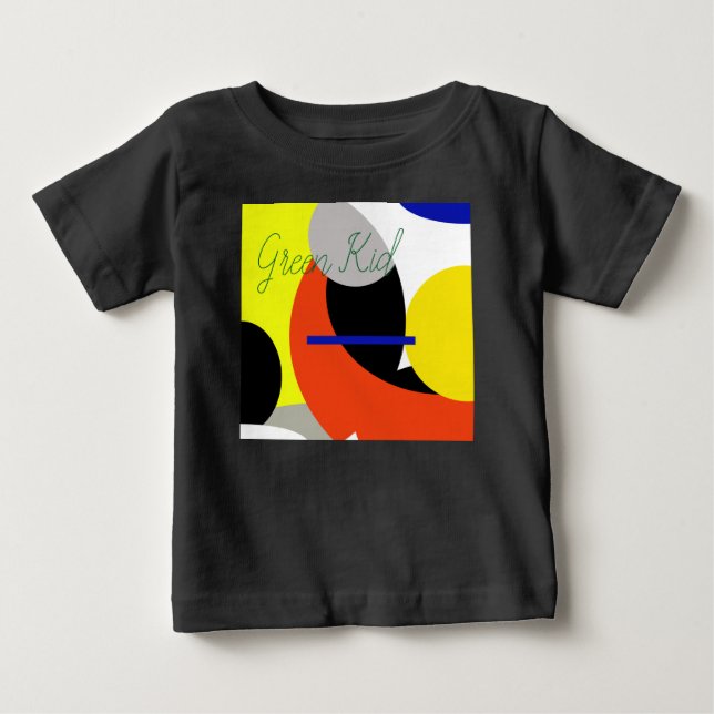 T-shirt Pour Bébé Bleu jaune Art Abstrait (Devant)
