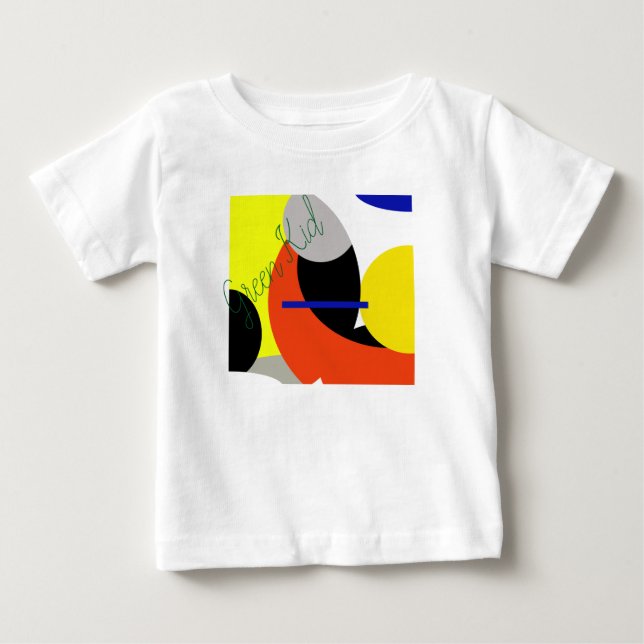T-shirt Pour Bébé Bleu jaune Art Abstrait (Devant)