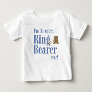 T-shirt Pour Bébé Bleu Je suis le plus Cutest Porteur de Bague jamai