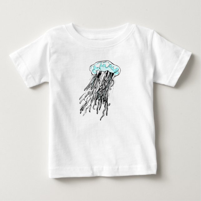 T-shirt Pour Bébé Bleu méduse (Devant)