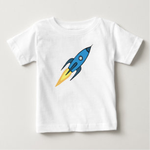 T-shirt Pour Bébé Bleu Rocket Ship Espace Extérieur Personnalisé Gar