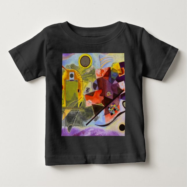T-shirt Pour Bébé Bleu rouge jaune Kandinsky peinture Abstraite (Devant)