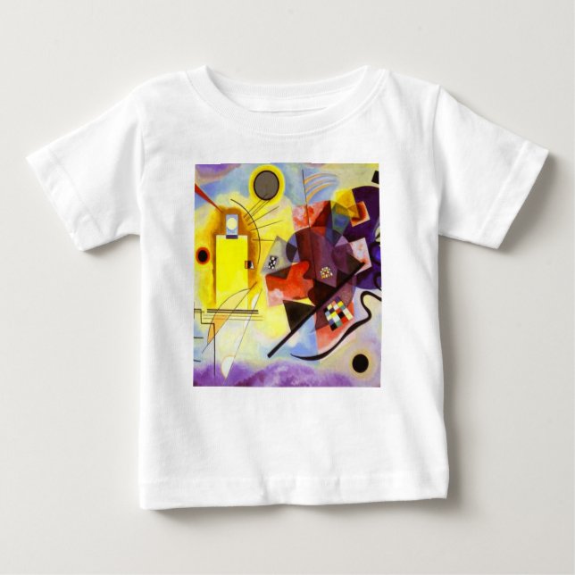 T-shirt Pour Bébé Bleu rouge jaune Kandinsky peinture Abstraite (Devant)