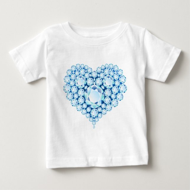 T-shirt Pour Bébé Bleu Sapphire Gems Coeur (Devant)