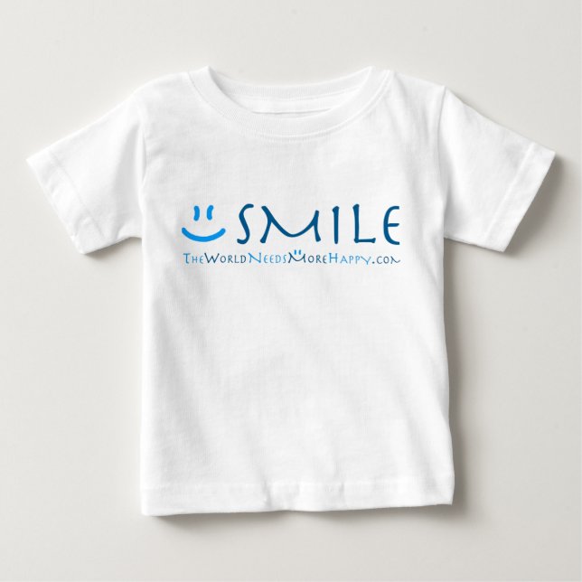 T-shirt Pour Bébé Bleu-sourire (Devant)