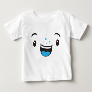 T-shirt Pour Bébé Bleu sourire Kawaii Visage Enfants Vêtements