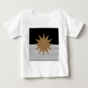 T-shirt Pour Bébé Blocage noir blanc et soleil Brown