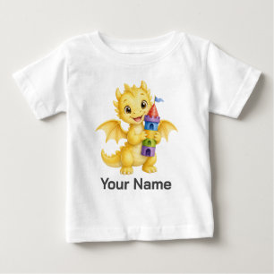 T-shirt Pour Bébé Blocs de château de dragon bébé jaune mignon perso
